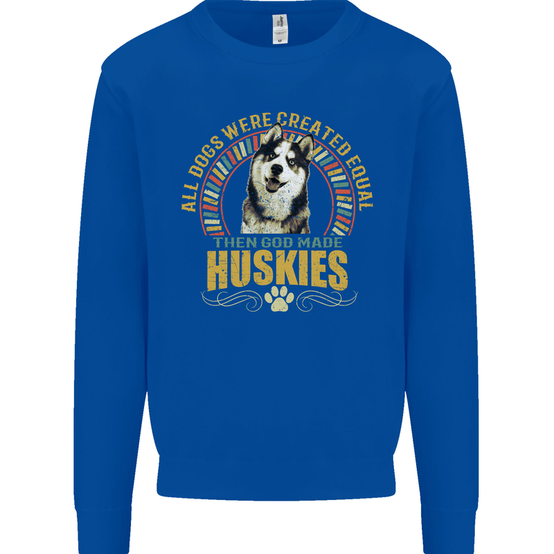 A Huskies Dog Mens Sweatshirt Jumper Royal Blue