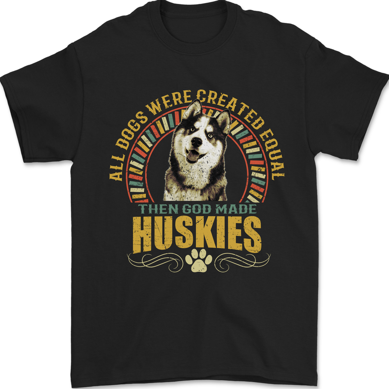 A Huskies Dog Mens T-Shirt 100% Cotton Black