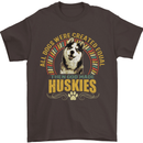 A Huskies Dog Mens T-Shirt 100% Cotton Dark Chocolate