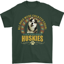 A Huskies Dog Mens T-Shirt 100% Cotton Forest Green