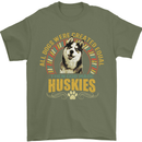 A Huskies Dog Mens T-Shirt 100% Cotton Military Green