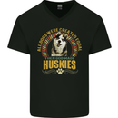 A Huskies Dog Mens V-Neck Cotton T-Shirt Black
