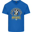 A Huskies Dog Mens V-Neck Cotton T-Shirt Royal Blue