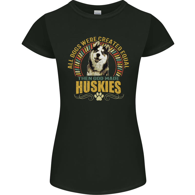 A Huskies Dog Womens Petite Cut T-Shirt Black