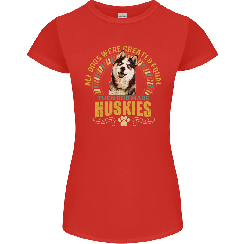 A Huskies Dog Womens Petite Cut T-Shirt Red