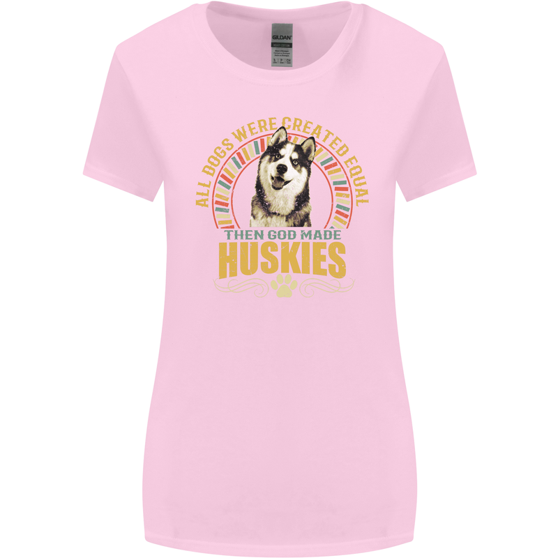 A Huskies Dog Womens Wider Cut T-Shirt Light Pink
