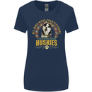 A Huskies Dog Womens Wider Cut T-Shirt Navy Blue