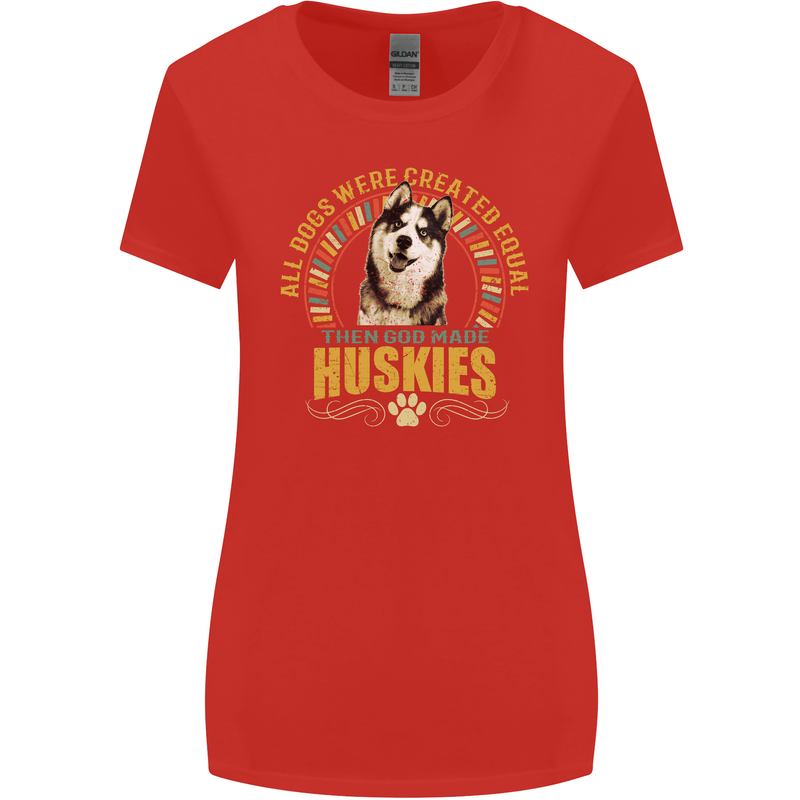 A Huskies Dog Womens Wider Cut T-Shirt Red