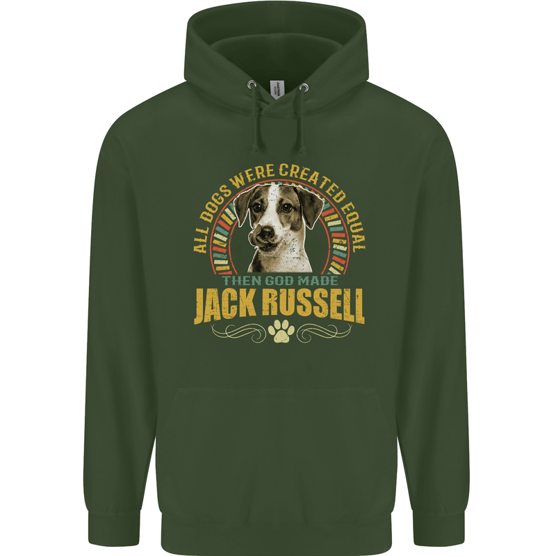 A Jack Russell Dog Childrens Kids Hoodie Forest Green