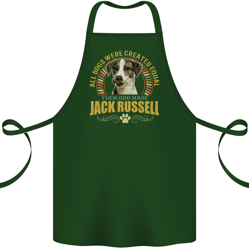 A Jack Russell Dog Cotton Apron 100% Organic Forest Green