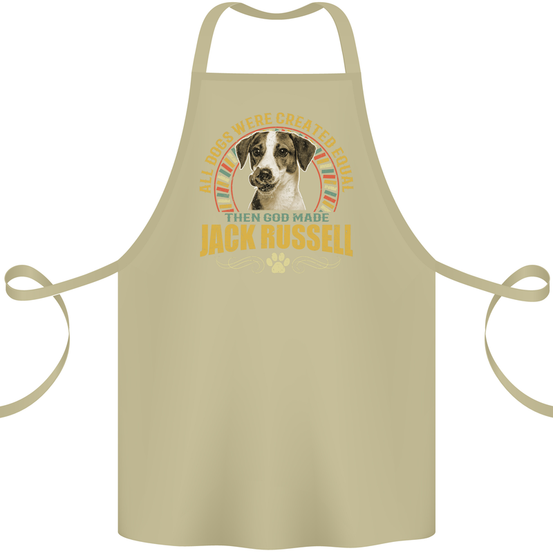 A Jack Russell Dog Cotton Apron 100% Organic Khaki