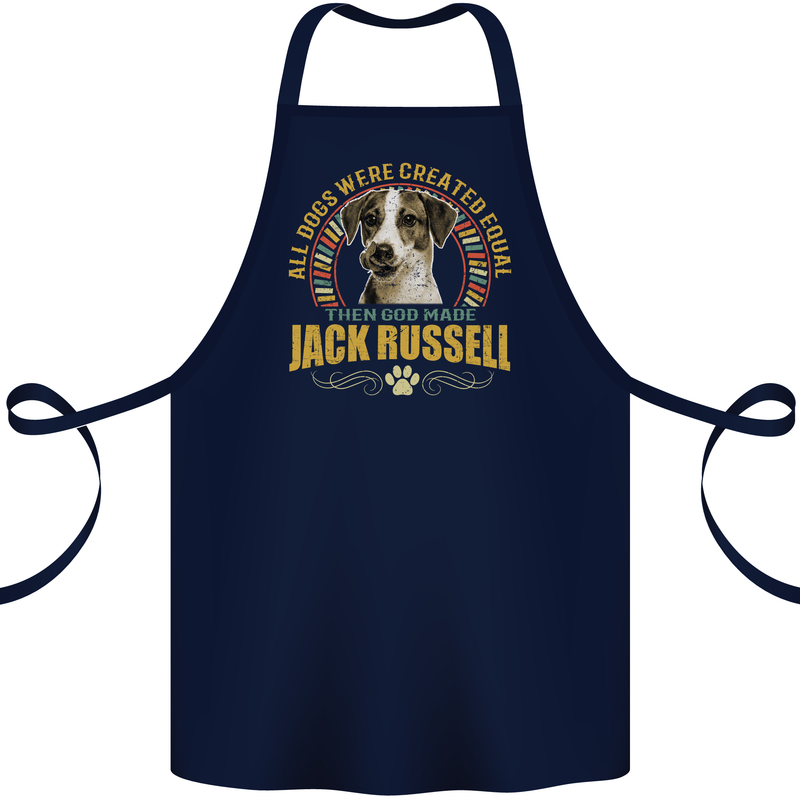 A Jack Russell Dog Cotton Apron 100% Organic Navy Blue
