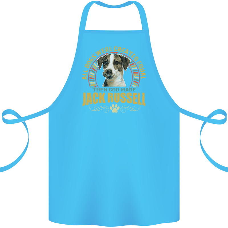 A Jack Russell Dog Cotton Apron 100% Organic Turquoise