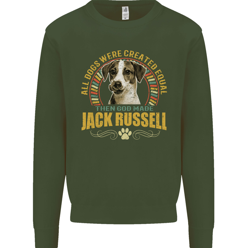 A Jack Russell Dog Kids Sweatshirt Jumper Forest Green