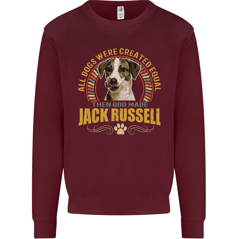 A Jack Russell Dog Kids Sweatshirt Jumper Maroon