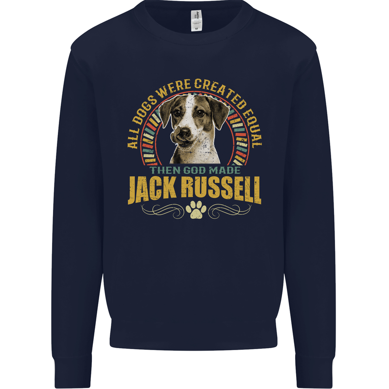 A Jack Russell Dog Kids Sweatshirt Jumper Navy Blue