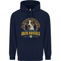 A Jack Russell Dog Mens 80% Cotton Hoodie Navy Blue