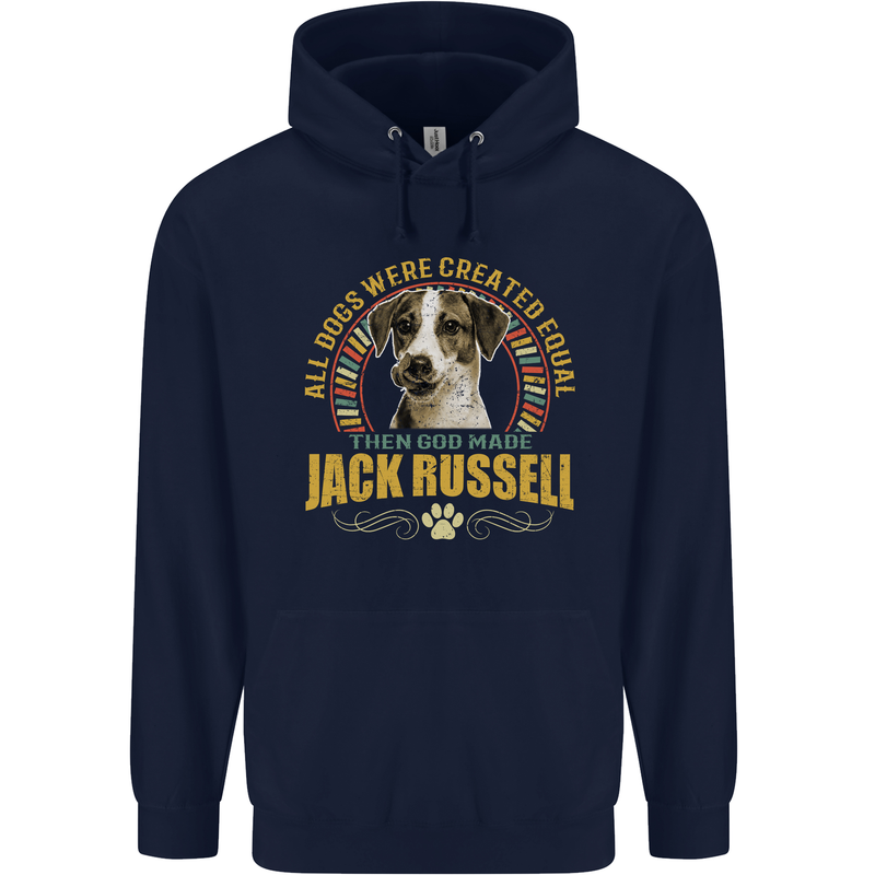 A Jack Russell Dog Mens 80% Cotton Hoodie Navy Blue