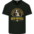 A Jack Russell Dog Mens V-Neck Cotton T-Shirt Black