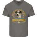 A Jack Russell Dog Mens V-Neck Cotton T-Shirt Charcoal