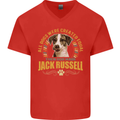 A Jack Russell Dog Mens V-Neck Cotton T-Shirt Red