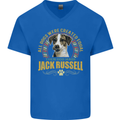 A Jack Russell Dog Mens V-Neck Cotton T-Shirt Royal Blue