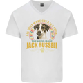 A Jack Russell Dog Mens V-Neck Cotton T-Shirt White