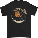 A Japanese Syle Tree on a Moon Fantasy Mens Gildan Cotton T-Shirt Black