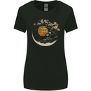 A Japanese Syle Tree on a Moon Fantasy Womens Wider Cut T-Shirt Black