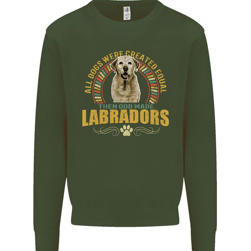 A Labrador Dog Kids Sweatshirt Jumper Forest Green