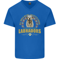 A Labrador Dog Mens V-Neck Cotton T-Shirt Royal Blue