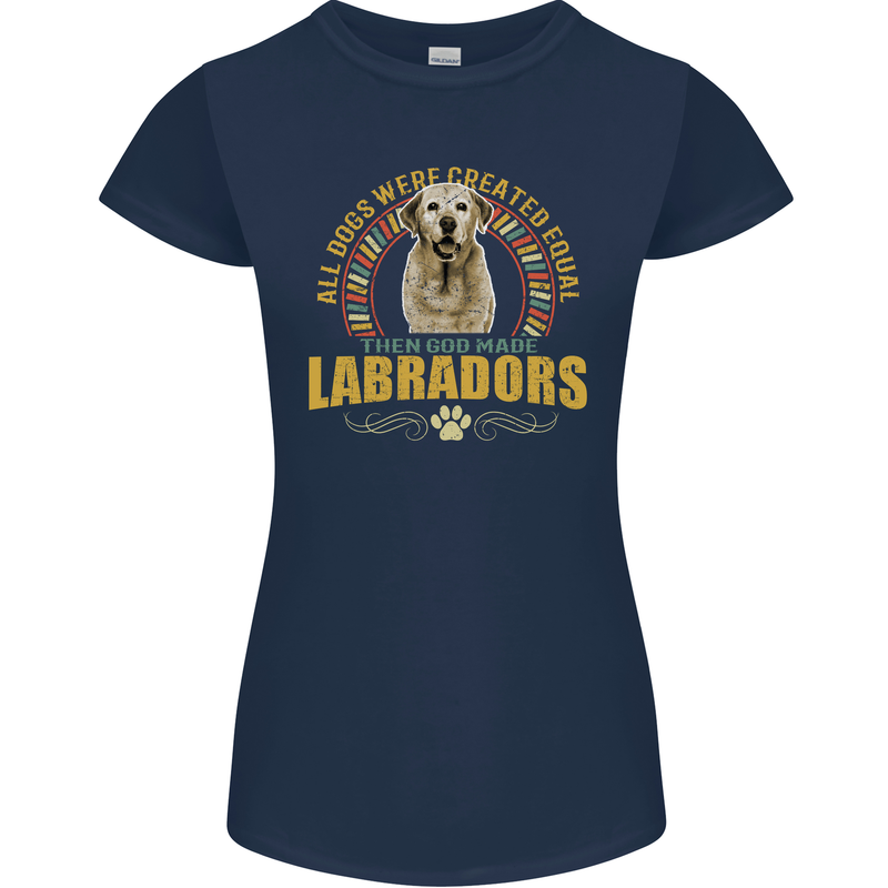 A Labrador Dog Womens Petite Cut T-Shirt Navy Blue