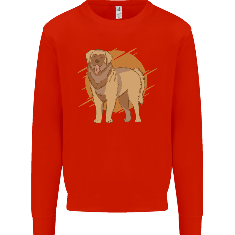 A Leonberger Dog Kids Sweatshirt Jumper Bright Red
