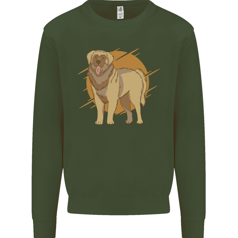 A Leonberger Dog Kids Sweatshirt Jumper Forest Green