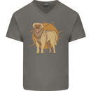 A Leonberger Dog Mens V-Neck Cotton T-Shirt Charcoal