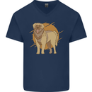 A Leonberger Dog Mens V-Neck Cotton T-Shirt Navy Blue