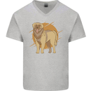 A Leonberger Dog Mens V-Neck Cotton T-Shirt Sports Grey