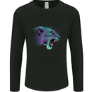A Lion Watercolour Mens Long Sleeve T-Shirt Black