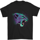 A Lion Watercolour Mens T-Shirt Cotton Gildan Black