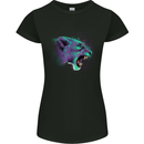 A Lion Watercolour Womens Petite Cut T-Shirt Black