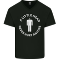 A Little Head Funny Offensive Slogan Mens V-Neck Cotton T-Shirt Black