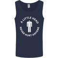 A Little Head Funny Offensive Slogan Mens Vest Tank Top Navy Blue
