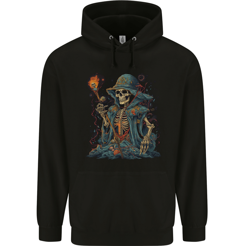 A Living Dead Wizard Skull Sorcerer Mens 80% Cotton Hoodie Black