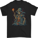 A Living Dead Wizard Skull Sorcerer Mens Gildan Cotton T-Shirt Black