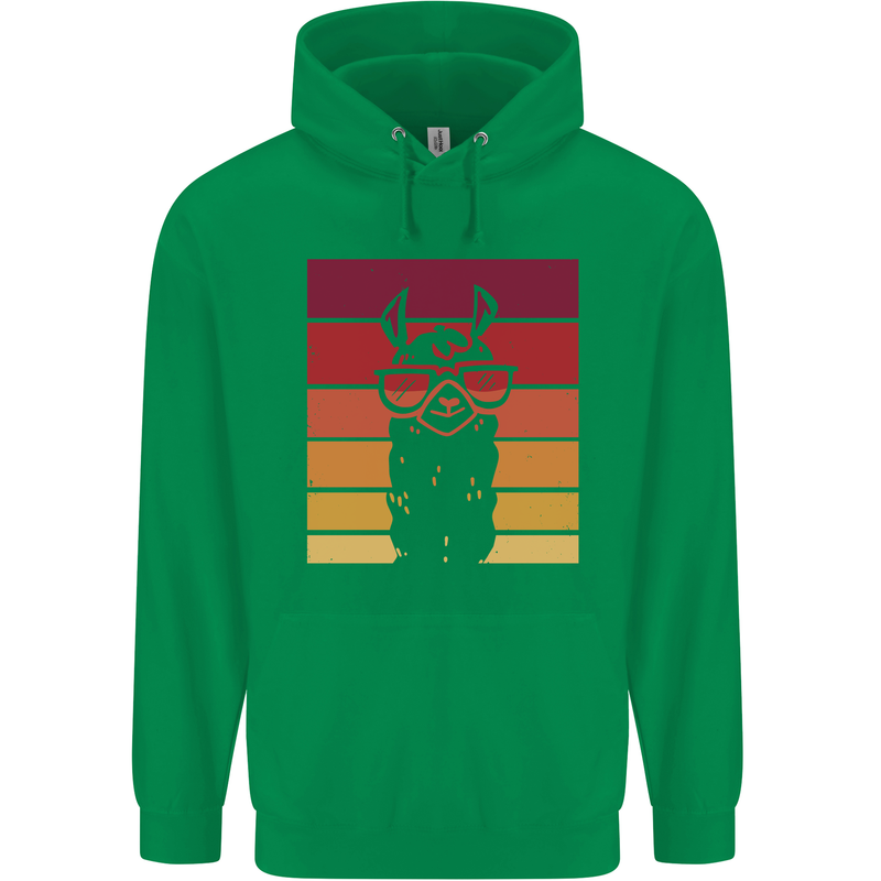 A Llama Wearing Shades Childrens Kids Hoodie Irish Green