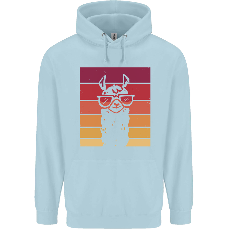 A Llama Wearing Shades Childrens Kids Hoodie Light Blue