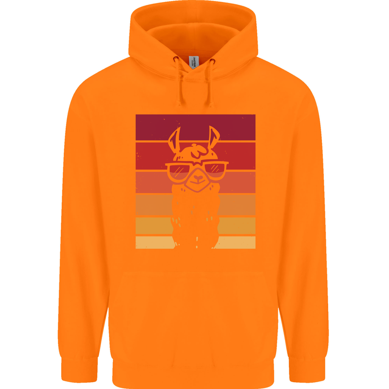 A Llama Wearing Shades Childrens Kids Hoodie Orange