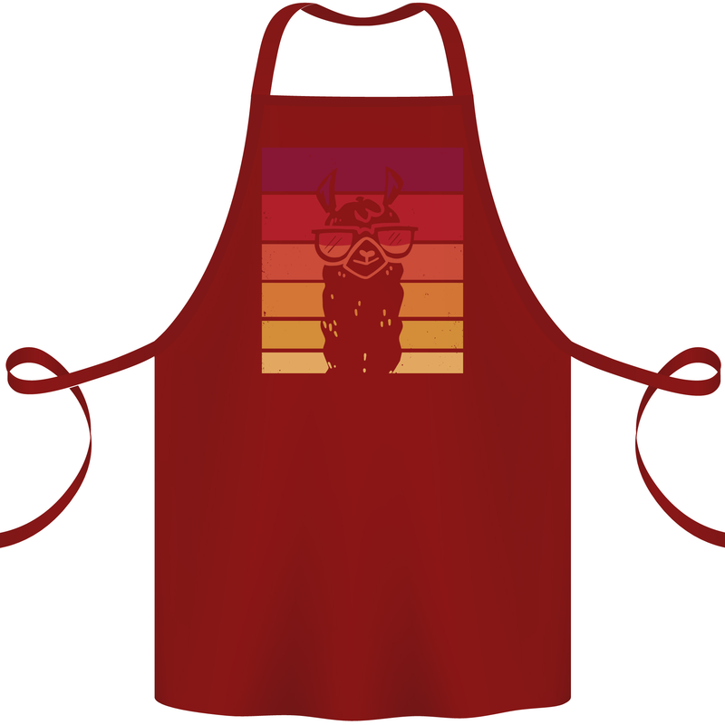 A Llama Wearing Shades Cotton Apron 100% Organic Maroon