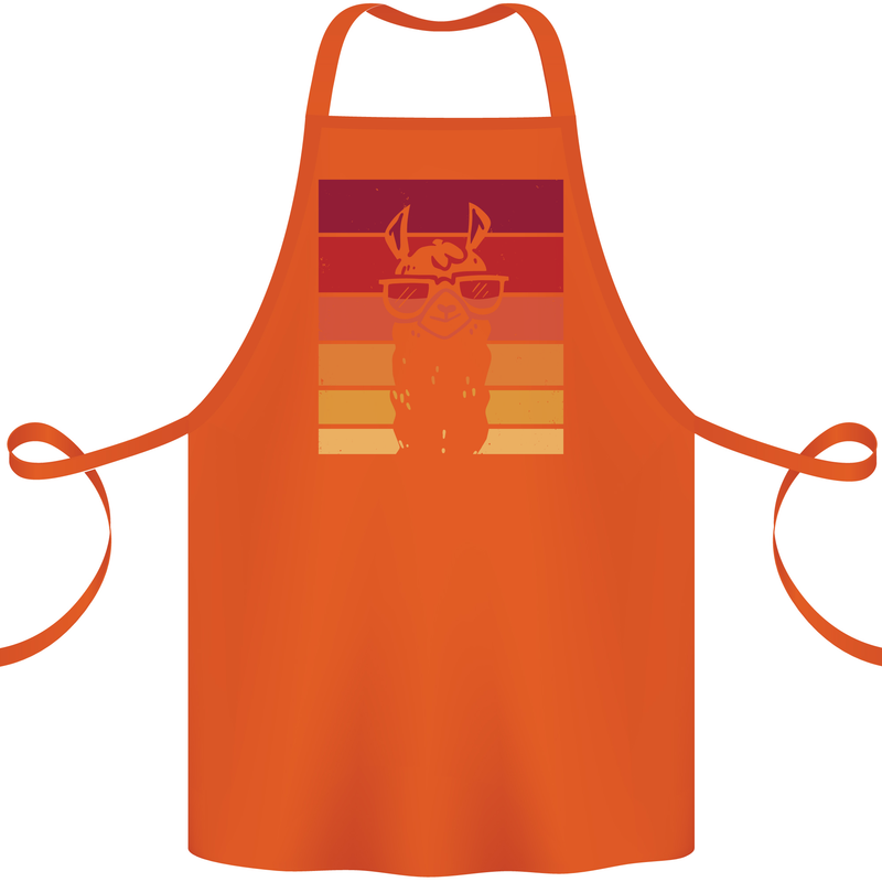 A Llama Wearing Shades Cotton Apron 100% Organic Orange