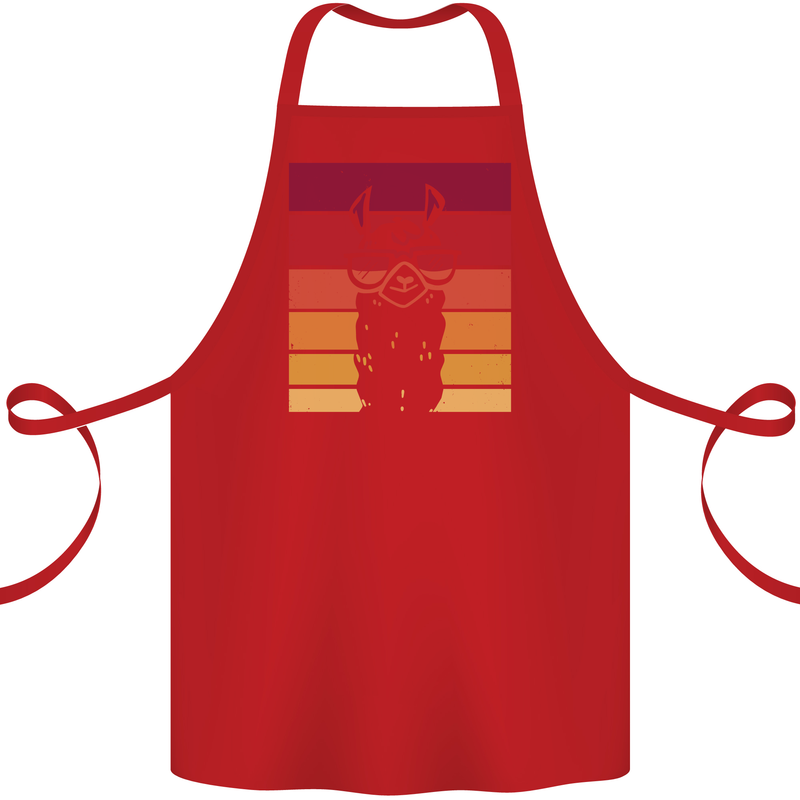 A Llama Wearing Shades Cotton Apron 100% Organic Red
